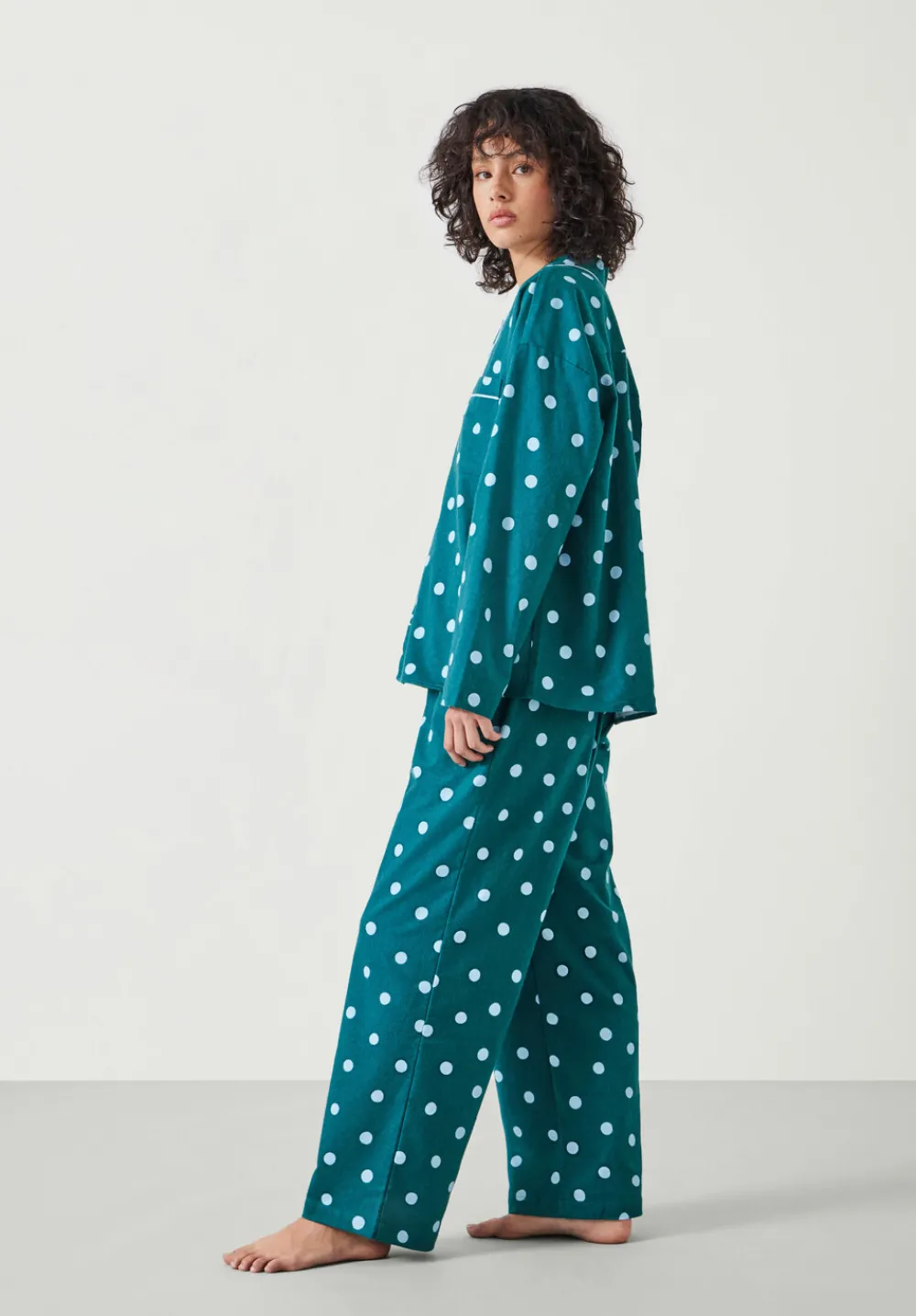 hush Pyjamas & Nightwear|Amita Cotton Flannel Polka Dot Pyjamas Blue Mix