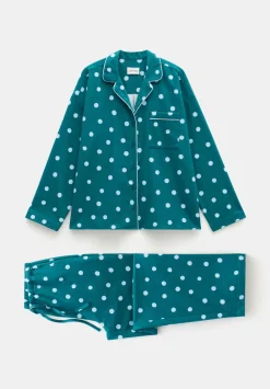 hush Pyjamas & Nightwear|Amita Cotton Flannel Polka Dot Pyjamas Blue Mix
