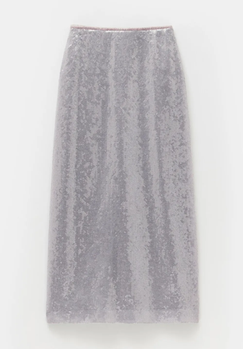 hush Skirts|Anais Sheer Sequin Midi Skirt Opal Grey