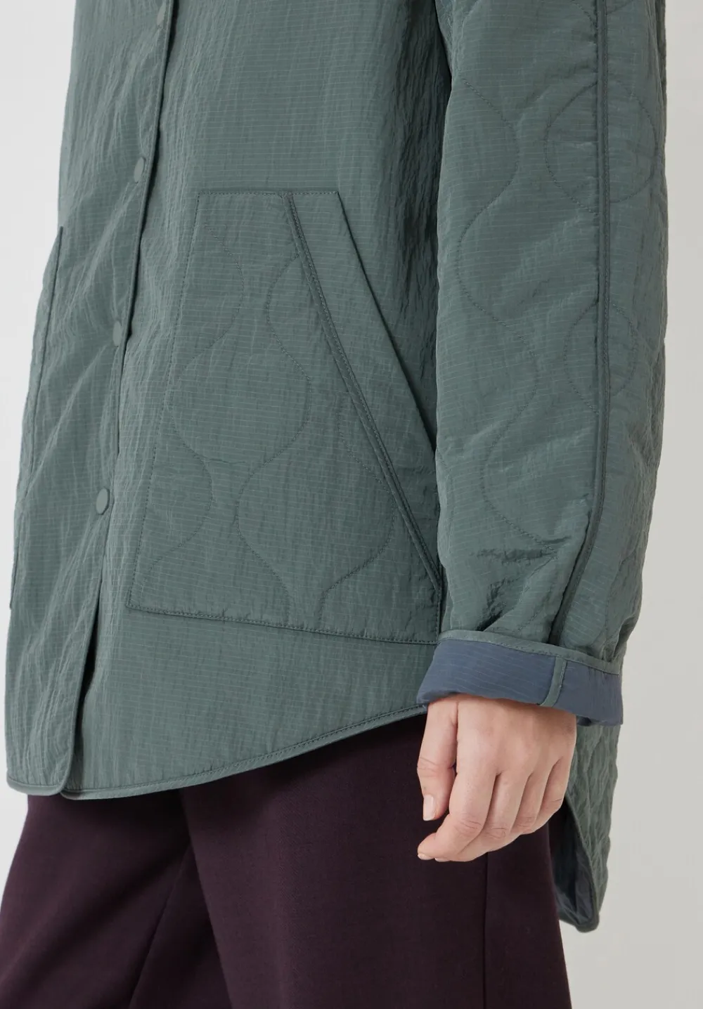 hush Jackets & Coats|Anya Reversible Quilted Liner Khaki Grey