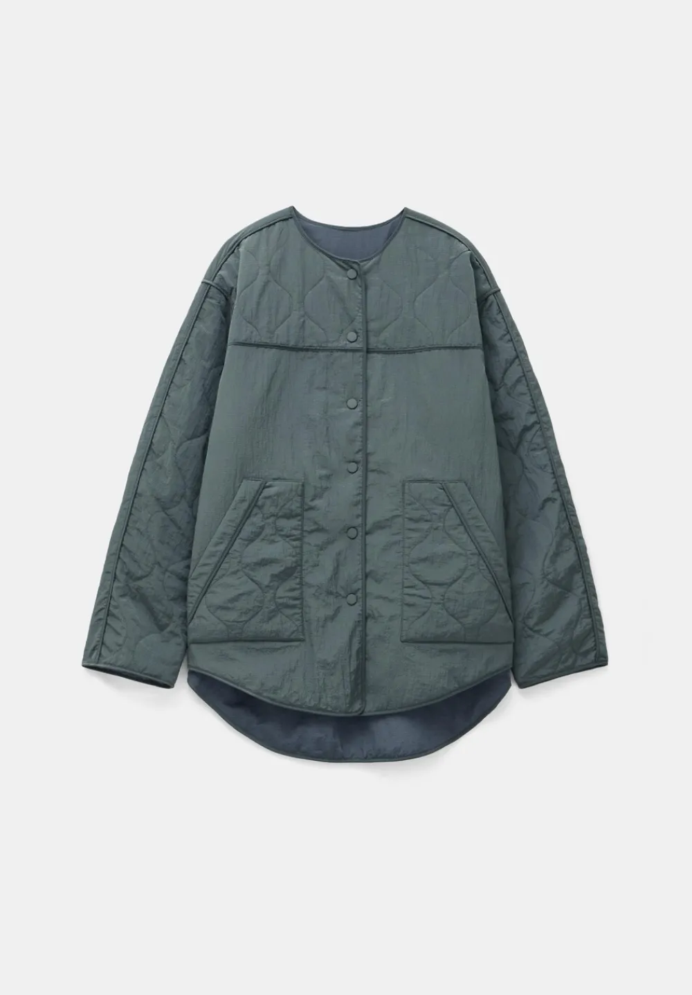 hush Jackets & Coats|Anya Reversible Quilted Liner Khaki Grey