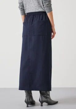 hush Skirts|Aria Cargo Wool Maxi Skirt Navy