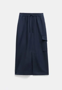 hush Skirts|Aria Cargo Wool Maxi Skirt Navy