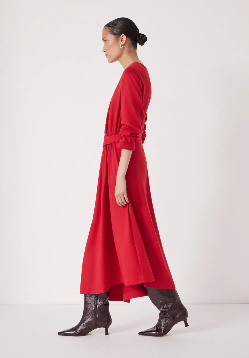 hush Dresses|Asymmetric Hem Jersey Dress Scarlet Red