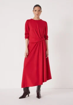 hush Dresses|Asymmetric Hem Jersey Dress Scarlet Red