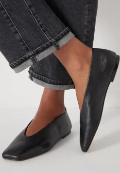 hush Sandals|Flats|Asymmetric Leather Ballet Flats Black