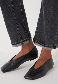 hush Sandals|Flats|Asymmetric Leather Ballet Flats Black