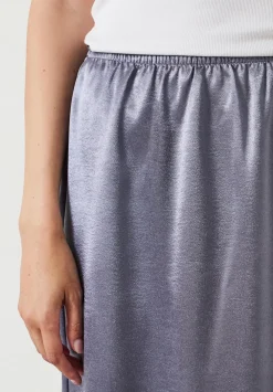 hush Skirts|Aurora Satin Midi Skirt Gunmetal Silver
