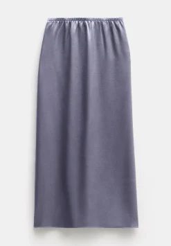 hush Skirts|Aurora Satin Midi Skirt Gunmetal Silver