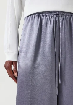 hush Trousers|Aurora Satin Wide Leg Trousers Gunmetal
