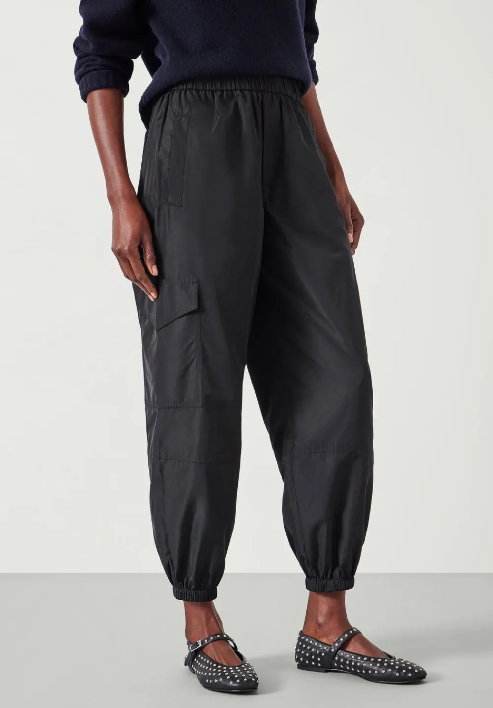 hush Trousers|Ava Lightweight Cargo Trousers Black