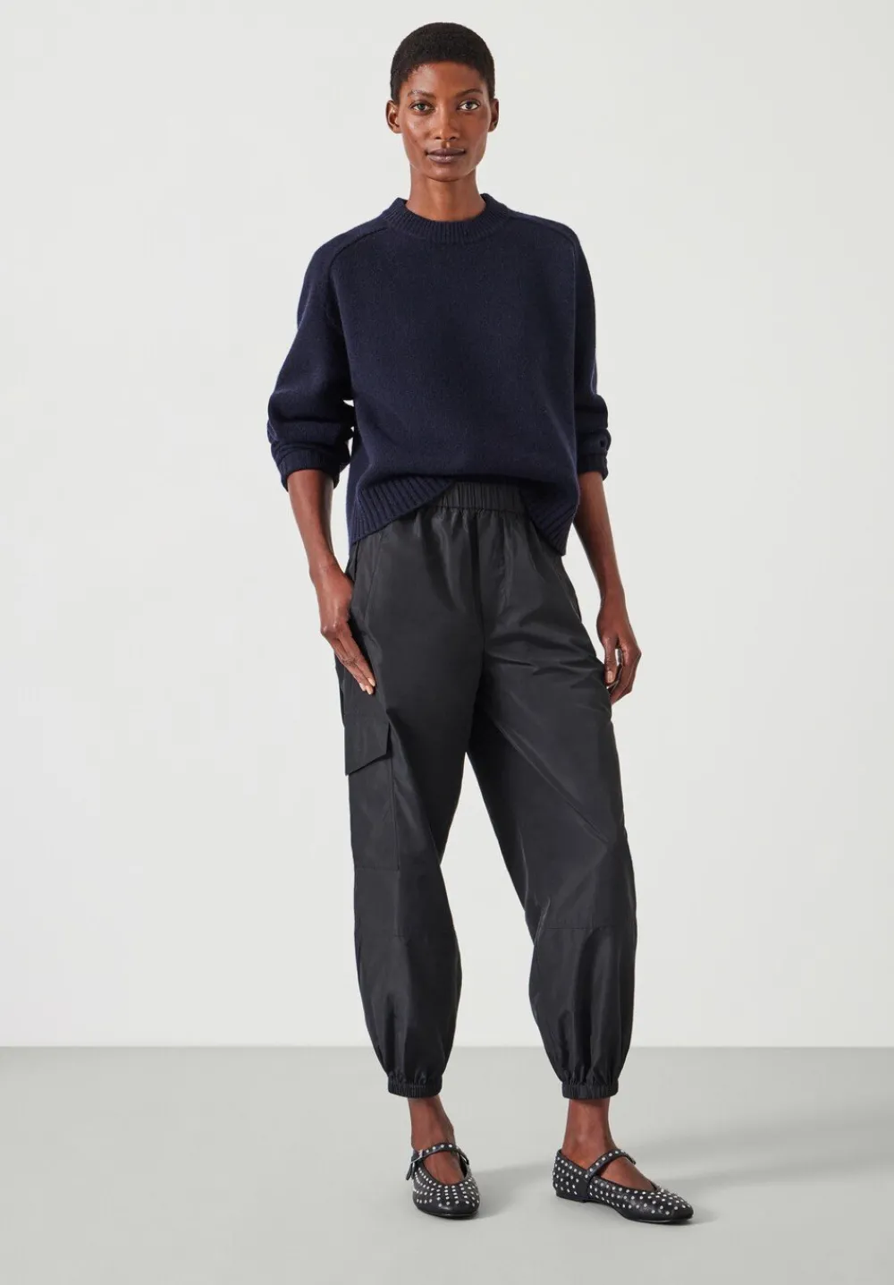hush Trousers|Ava Lightweight Cargo Trousers Black