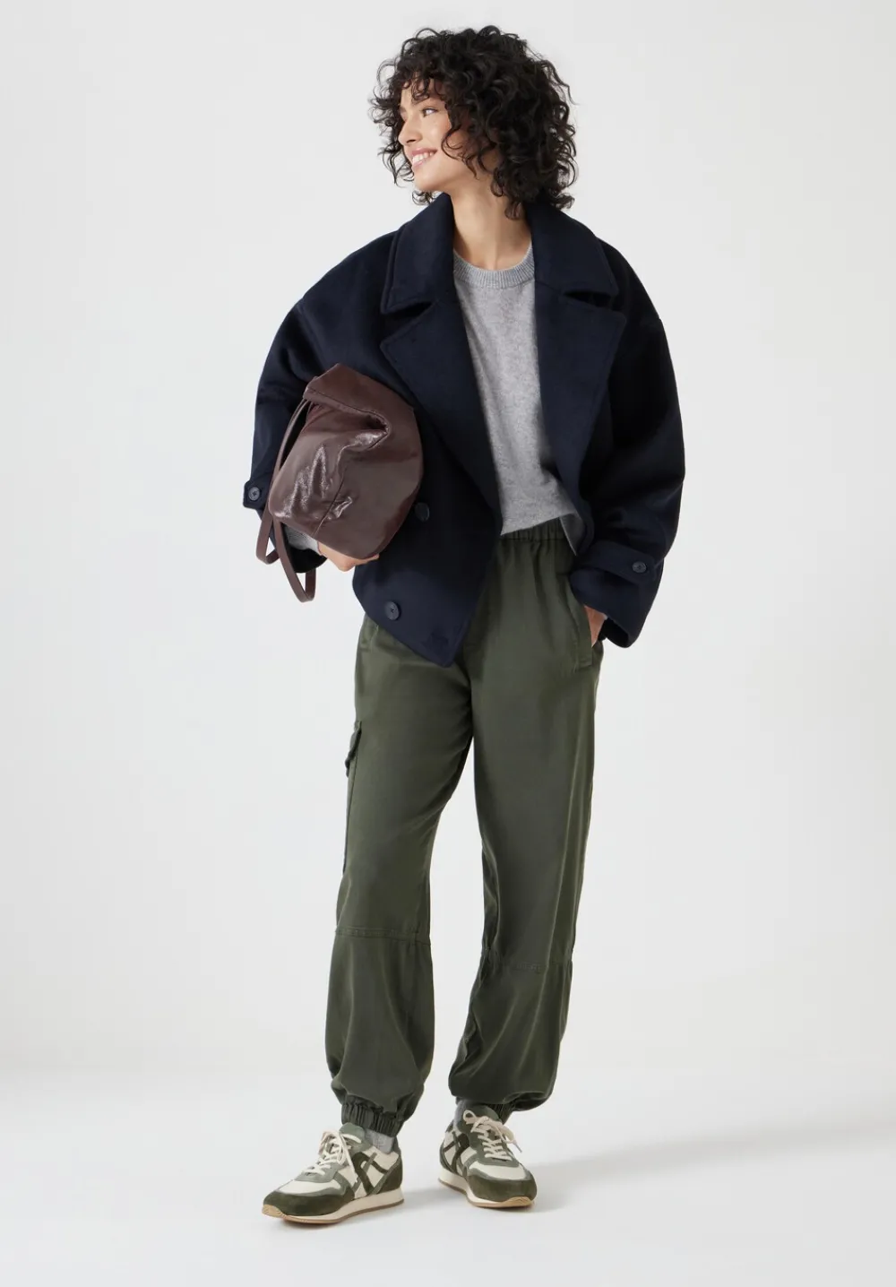 hush Trousers|Ava Washed Cargo Trousers Ivy Green