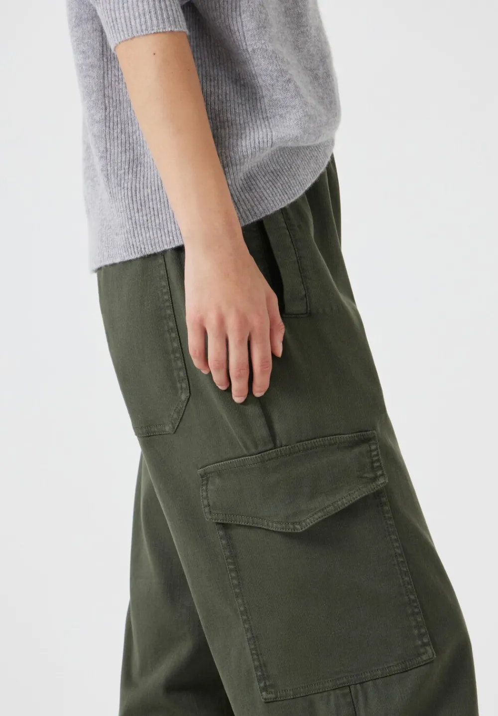hush Trousers|Ava Washed Cargo Trousers Ivy Green