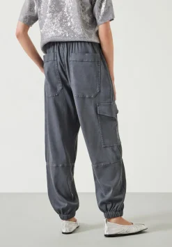 hush Trousers|Ava Washed Cargo Trousers Steel Blue