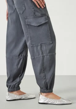 hush Trousers|Ava Washed Cargo Trousers Steel Blue
