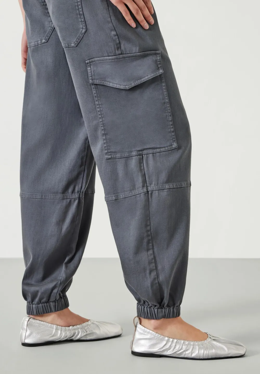 hush Trousers|Ava Washed Cargo Trousers Steel Blue