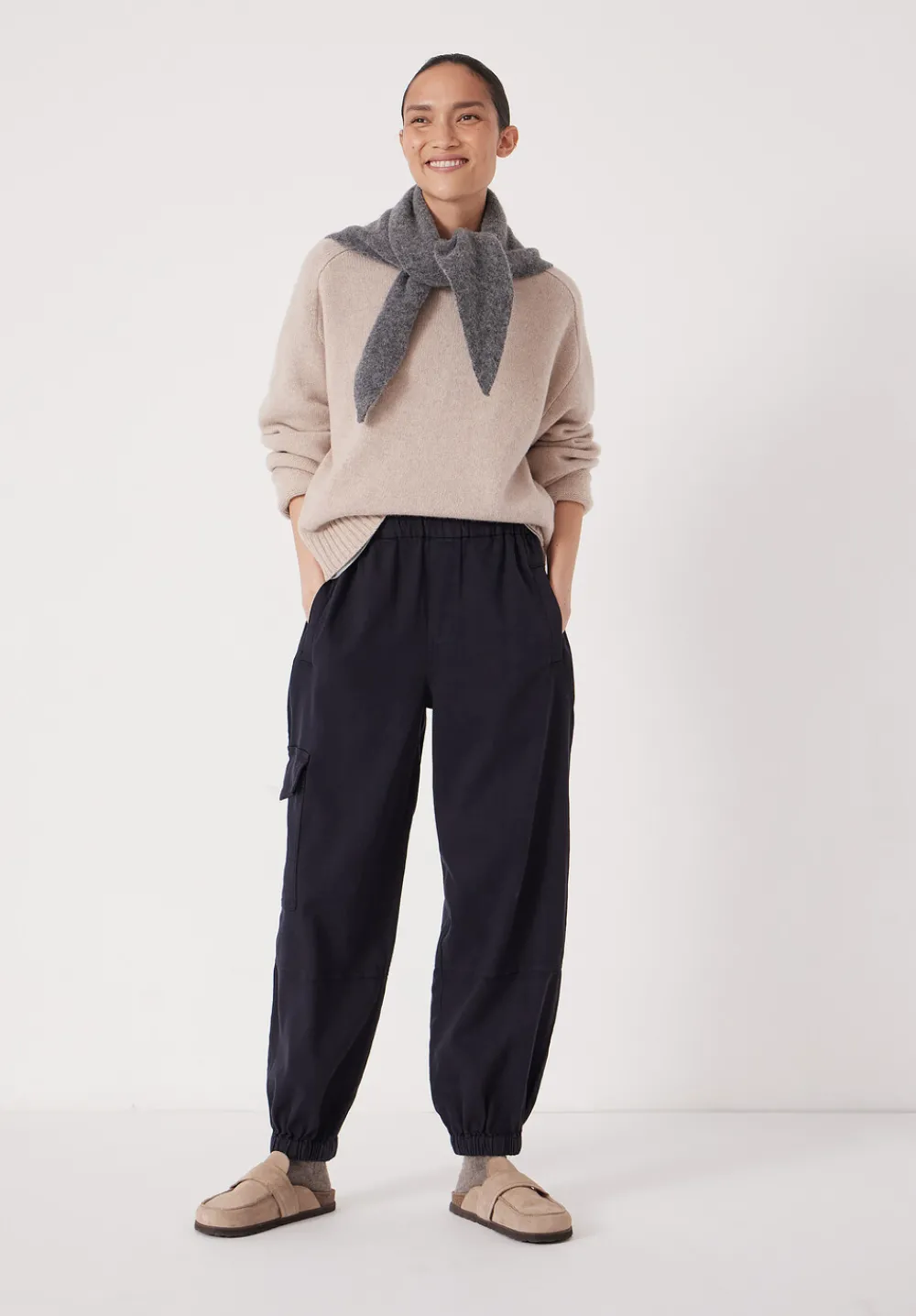 hush Trousers|Ava Washed Cargo Trousers Navy
