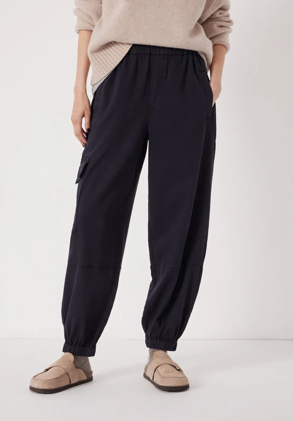 hush Trousers|Ava Washed Cargo Trousers Navy