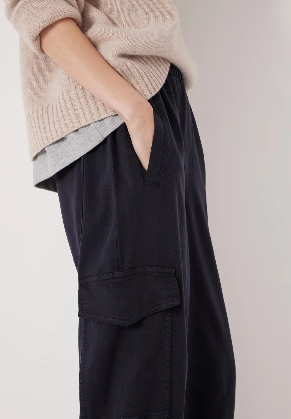 hush Trousers|Ava Washed Cargo Trousers Navy