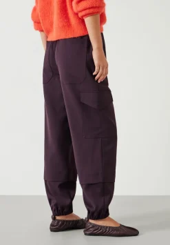 hush Trousers|Ava Wool Cargo Trousers Burgundy Red