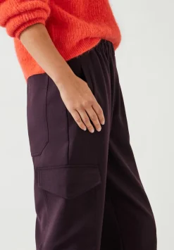 hush Trousers|Ava Wool Cargo Trousers Burgundy Red