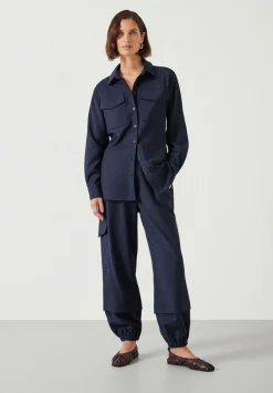 hush Trousers|Ava Wool Cargo Trousers Navy