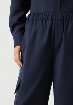hush Trousers|Ava Wool Cargo Trousers Navy