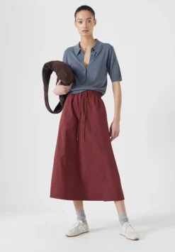 hush Skirts|Aya Technical Pull On Midi Skirt Port Red
