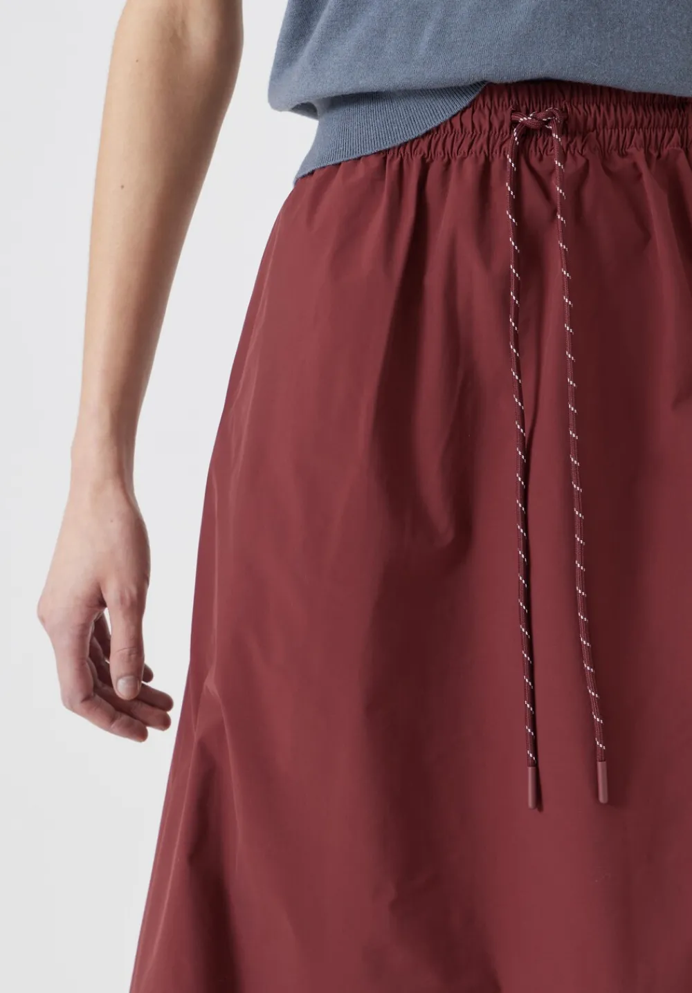 hush Skirts|Aya Technical Pull On Midi Skirt Port Red