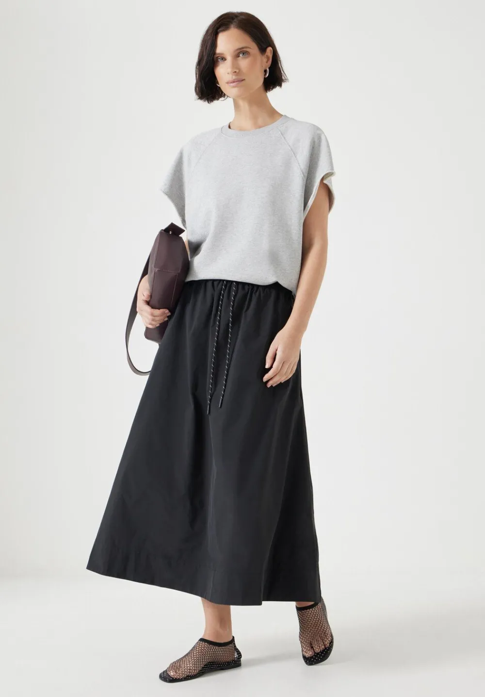 hush Skirts|Aya Technical Pull On Midi Skirt Black