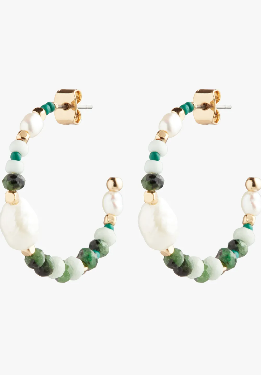 hush Jewellery|Azalea Semi Precious Hoops Gold/Green