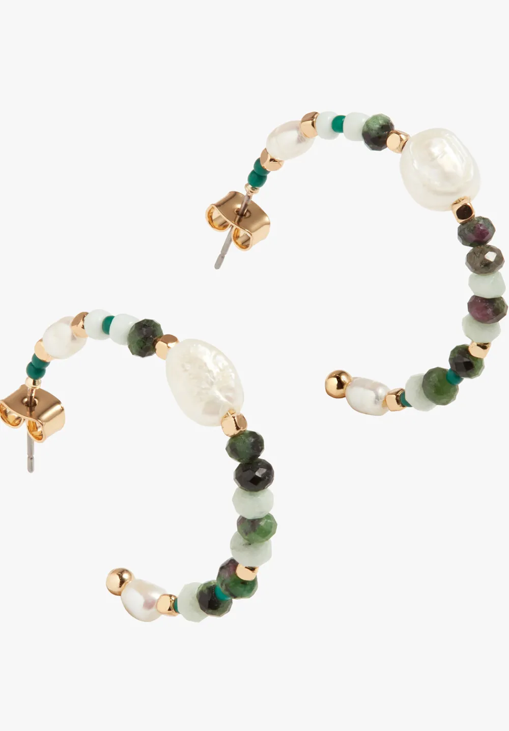 hush Jewellery|Azalea Semi Precious Hoops Gold/Green