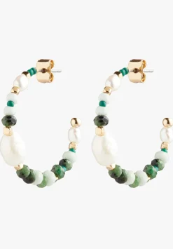 hush Jewellery|Azalea Semi Precious Hoops Gold/Green