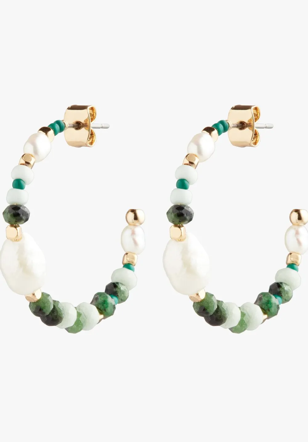 hush Jewellery|Azalea Semi Precious Hoops Gold/Green