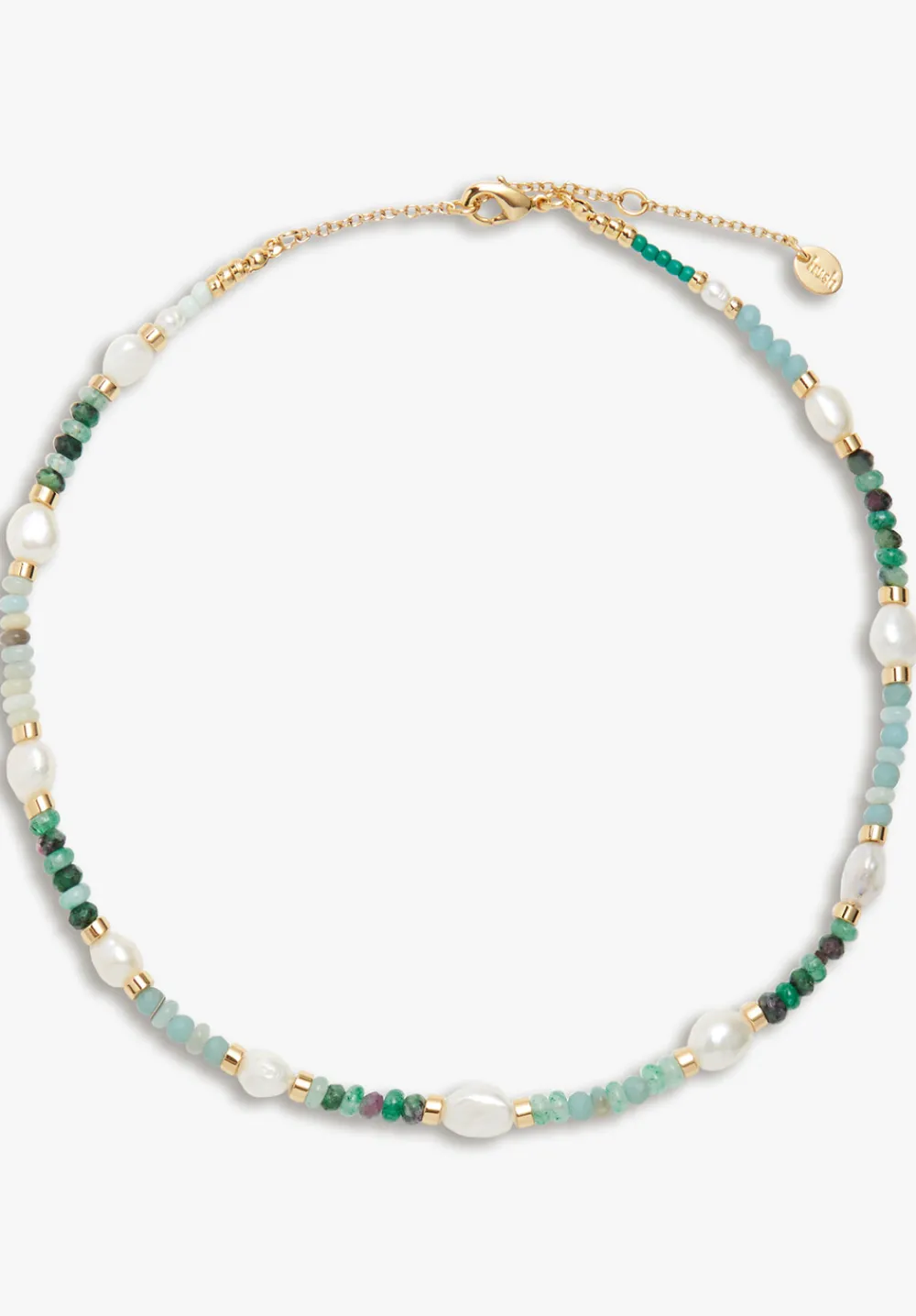 hush Jewellery|Azalea Semi Precious Necklace Gold/Green