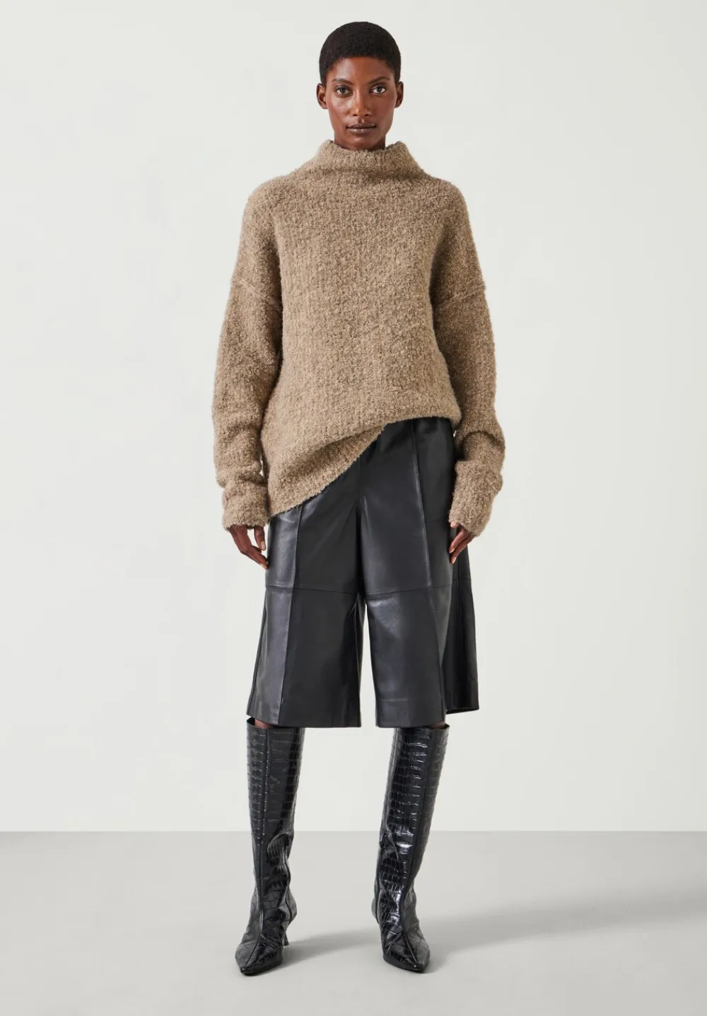hush Jumpers & Cardigans|Bailey Boucle Funnel Jumper Oatmeal
