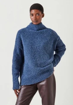 hush Jumpers & Cardigans|Bailey Boucle Funnel Jumper Blue