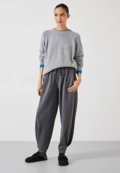 hush Trousers|Joggers & Leggings|Barrel Leg Pleat Joggers Charcoal Grey
