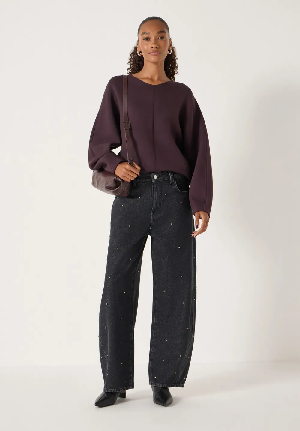 hush Sweatshirts & Hoodies|Barrel Sleeve Sweatshirt Plum Purple