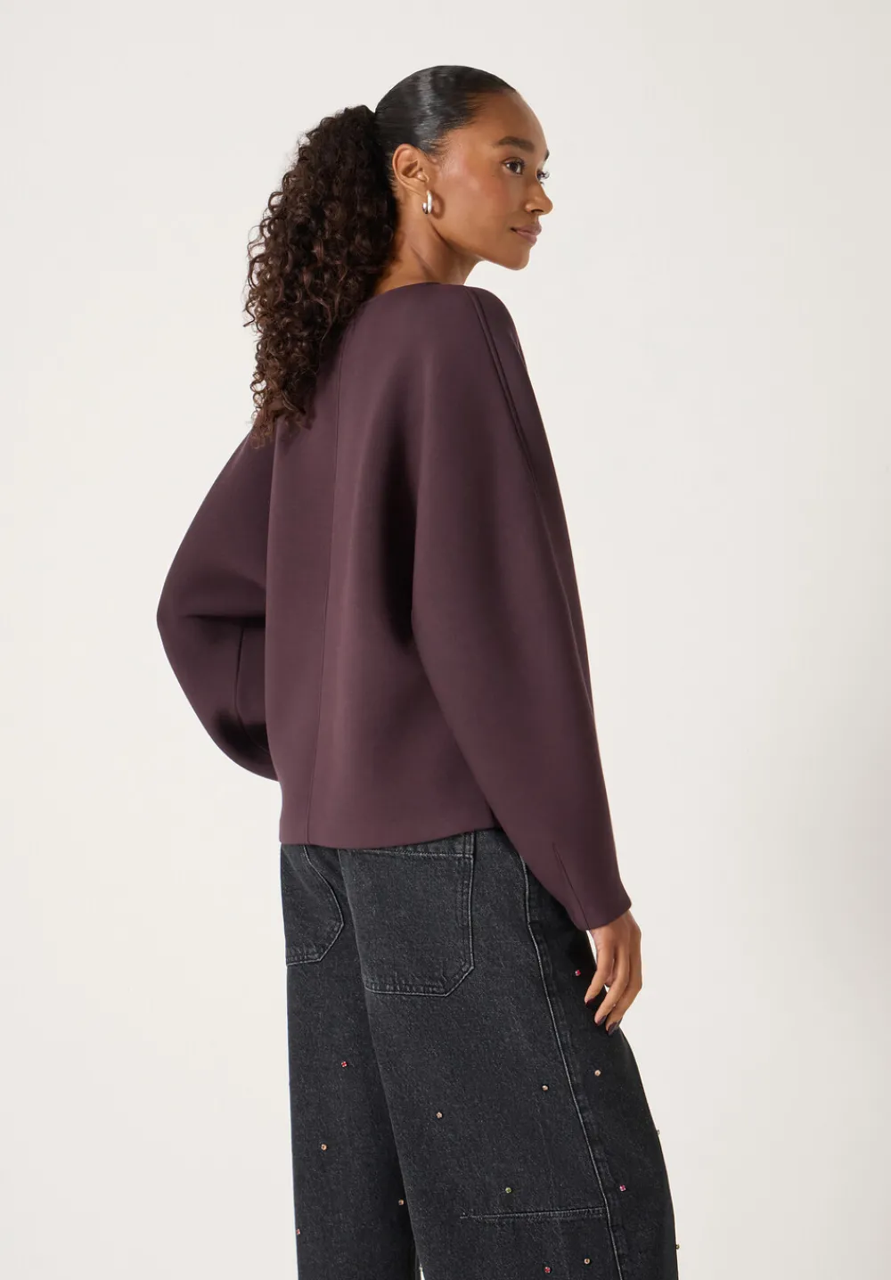 hush Sweatshirts & Hoodies|Barrel Sleeve Sweatshirt Plum Purple