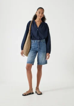hush Tops & T-Shirts|Shirts & Blouses|Bea Textured Stripe Blouse Dark Navy