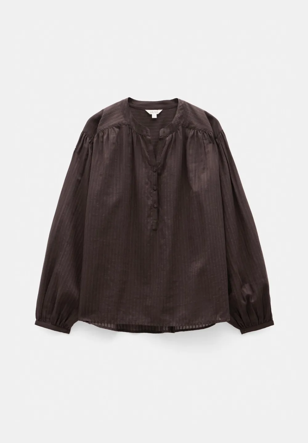 hush Tops & T-Shirts|Shirts & Blouses|Bea Textured Stripe Blouse Chocolate brown