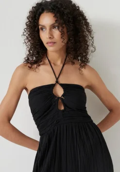 hush Dresses|Bella Cut Out Crinkle Bandeau Dress Black