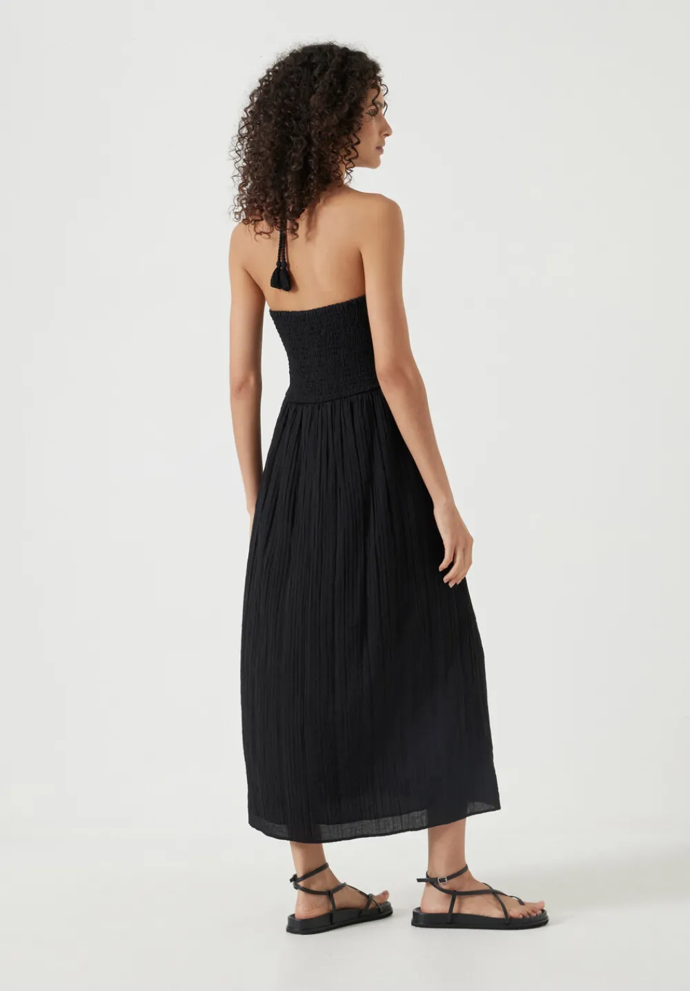 hush Dresses|Bella Cut Out Crinkle Bandeau Dress Black