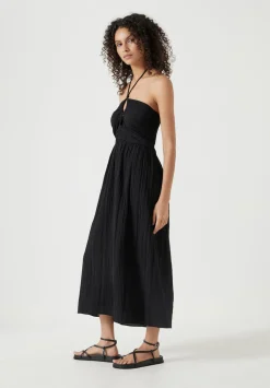 hush Dresses|Bella Cut Out Crinkle Bandeau Dress Black