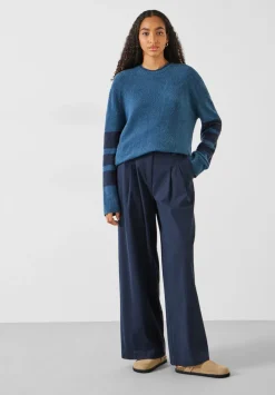 hush Jumpers & Cardigans|Bellata Sleeve Stripe Knitted Jumper Mid Blue