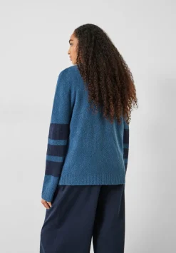 hush Jumpers & Cardigans|Bellata Sleeve Stripe Knitted Jumper Mid Blue