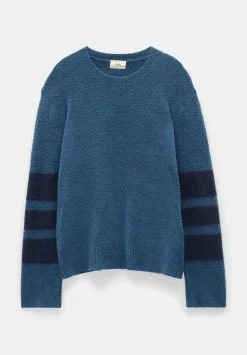 hush Jumpers & Cardigans|Bellata Sleeve Stripe Knitted Jumper Mid Blue