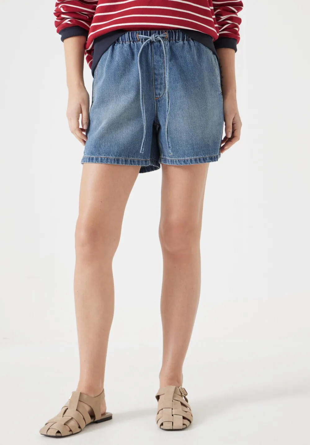 hush Shorts|Betty Denim Pull On Shorts Green Blue denim